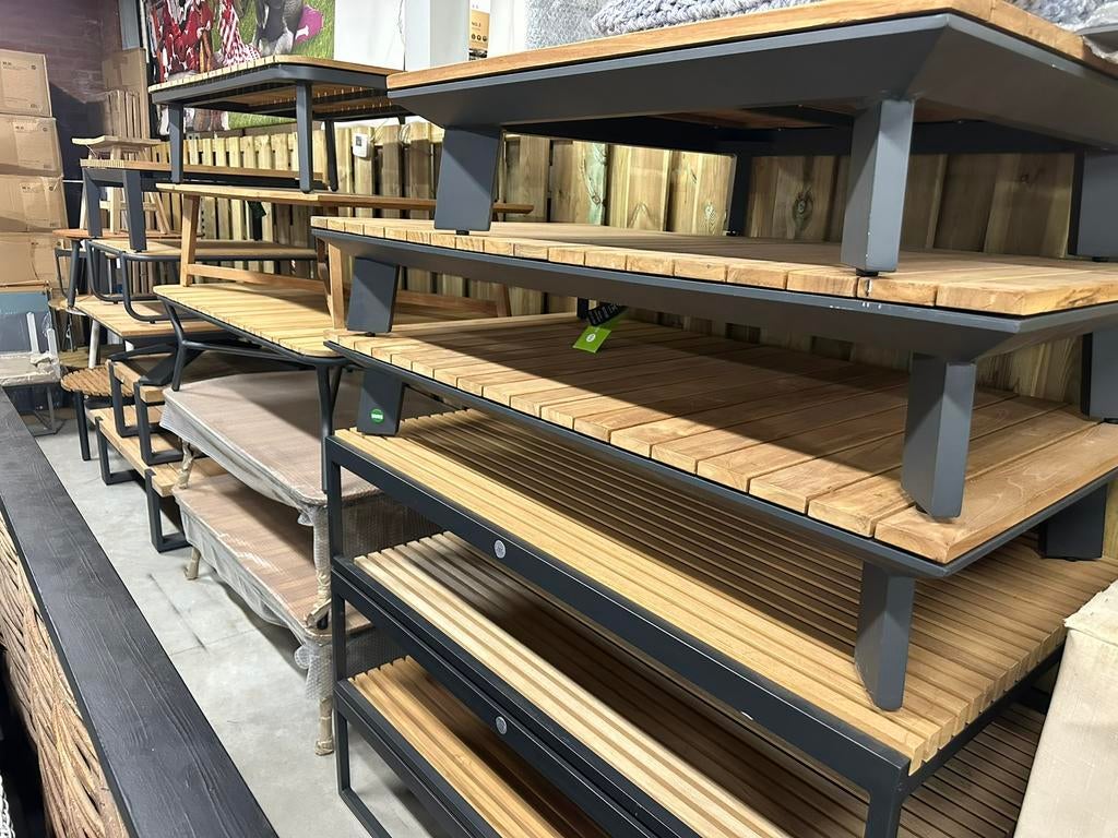 OUTLET Suns Lounge, Koffie Bijzettafels Teak, Wicker, Tuin en Terras, Tuintafels, Nieuw, Rechthoekig, Overige materialen, Ophalen of Verzenden