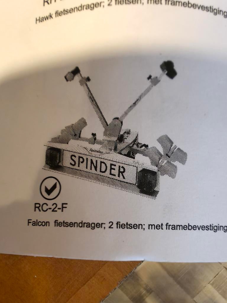 Spinder fietsendrager RC 2 F nieuw in doos voor 2 fietsen, Ophalen