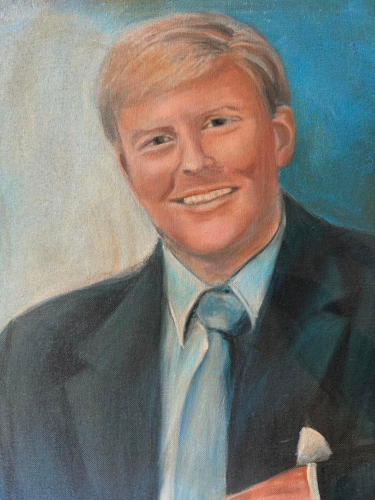 Olieverf Portret van Koning Willem Alexander, Antiek en Kunst, Kunst | Schilderijen | Klassiek, Ophalen of Verzenden
