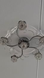 Plafondlamp met 5 glazen bloemvormige kappen, Ophalen of Verzenden, Zo goed als nieuw, Glas