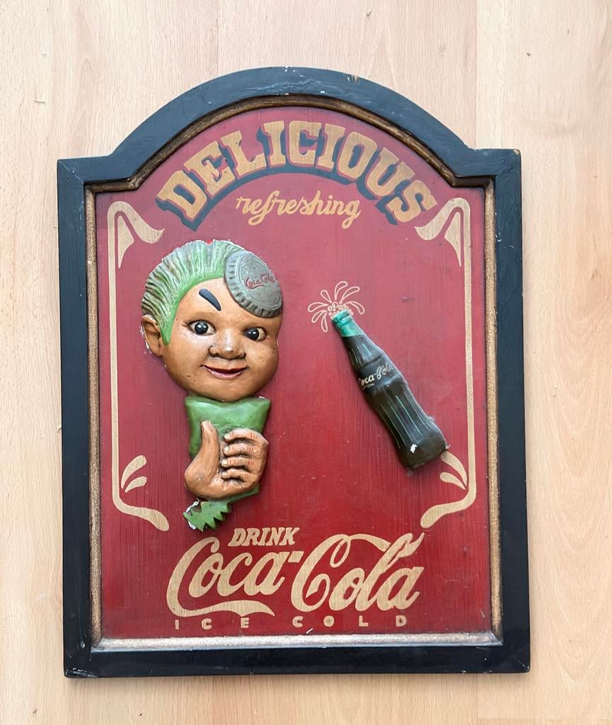Vintage Coca-Cola Wandbord met Reliëf - Decoratieve Eyecatch, Ophalen of Verzenden