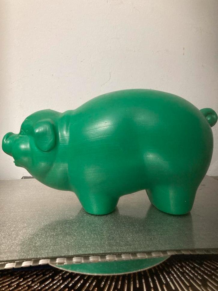 Vintage Groen Plastic Spaarvarken Jaren '70 - 27x17 cm, Verzamelen, Spaarpotten, Gebruikt, Dier, Kunststof, Ophalen of Verzenden