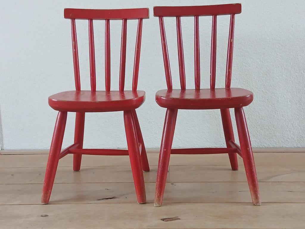 Twee rode Ikea Lennart kinderstoelen 1984, Ophalen of Verzenden
