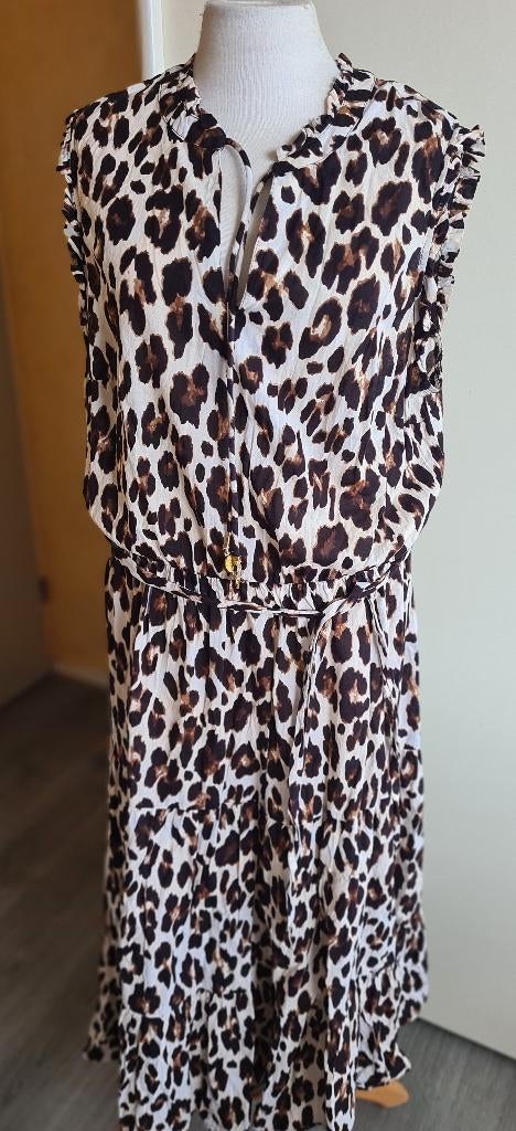 Een fijne zomerjurk van 100 % viscose maat 48 van MS mode, Bruin, Maat 46/48 (XL) of groter, Ophalen of Verzenden, Zo goed als nieuw