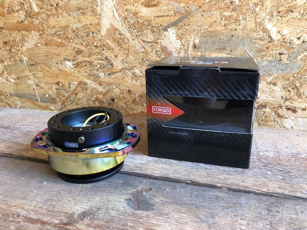 NRG Race Handle Quick release neochrome stuurnaaf snapoff, Auto diversen, Tuning en Styling, Ophalen of Verzenden