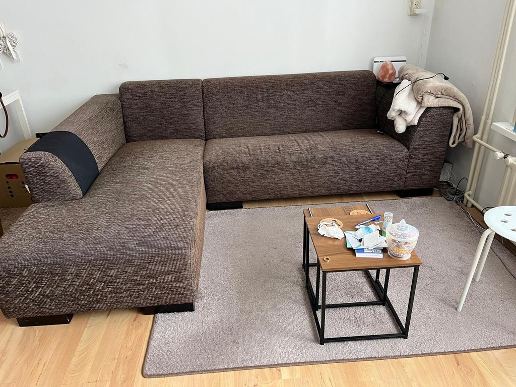 Hoekbank (bruin/stof), Ophalen, Gebruikt, Stof