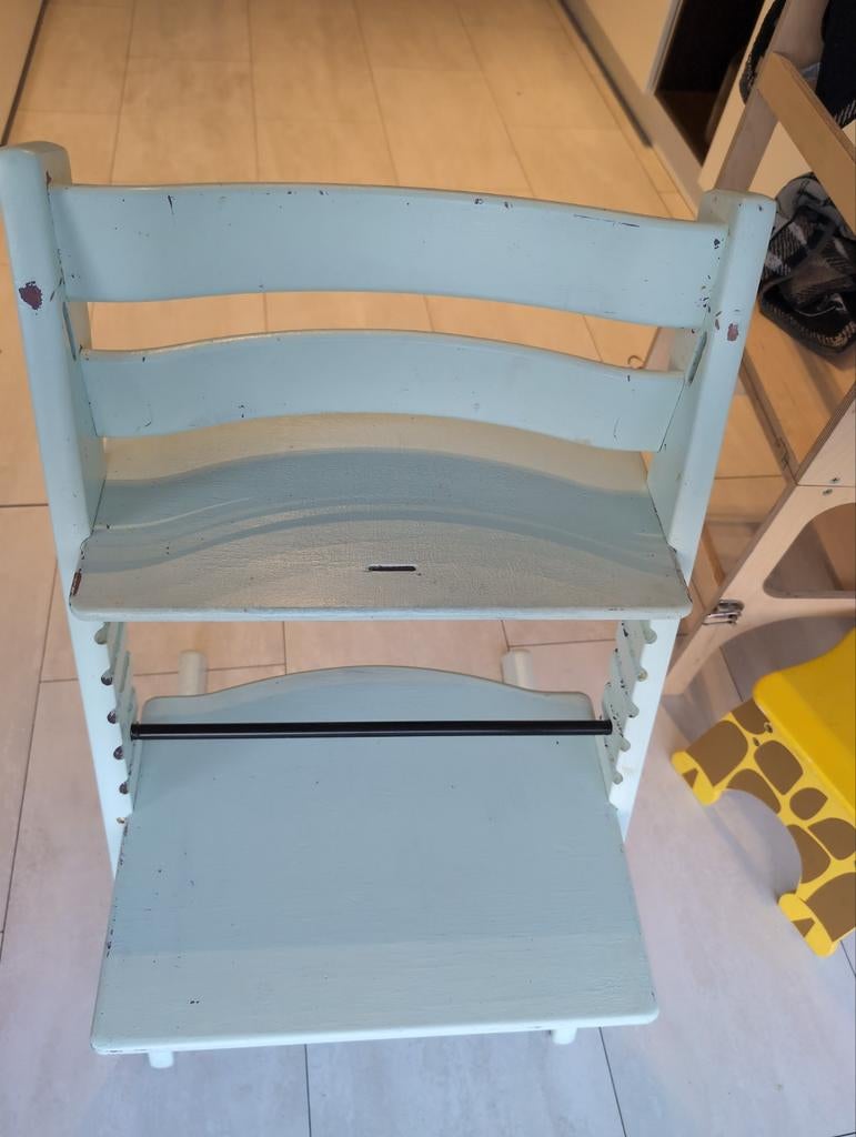 Stokke Tripp Trapp stoel - Lichtblauw, Ophalen, Gebruikt, Meegroeistoel, Aanschuifbaar