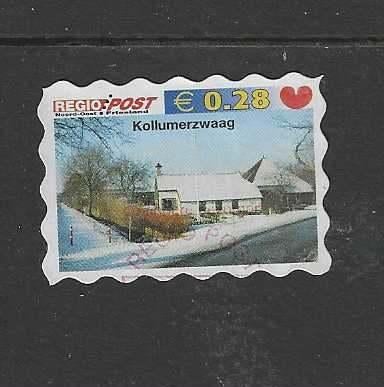 REGIOPOST - KOLLUMERZWAAG WONING - 28 - BLAUW-GEEL+POMPEBLED, Ophalen of Verzenden, Na 1940, Gestempeld