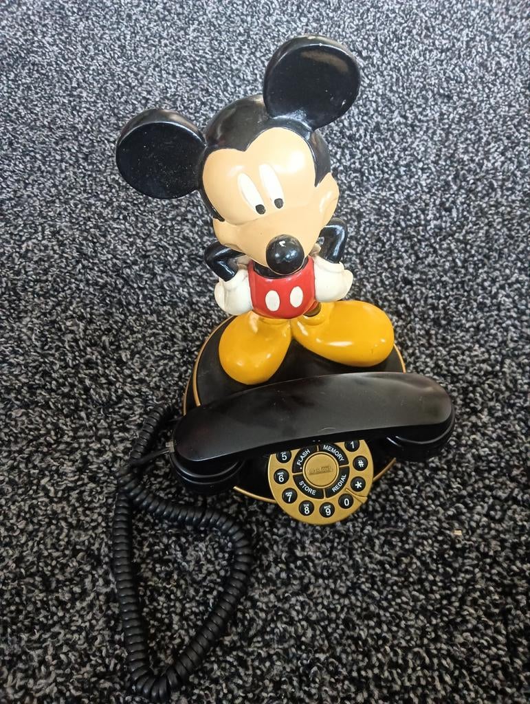 Vintage Mickey mouse telefoon 28,5 cm hoog, Ophalen of Verzenden, Mickey Mouse, Zo goed als nieuw, Beeldje of Figuurtje