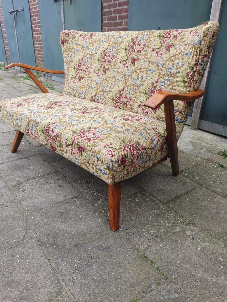 Vintage tweezits bank., Huis en Inrichting, Banken | Sofa's en Chaises Longues, Ophalen, Gebruikt, Tweepersoons, 75 tot 100 cm