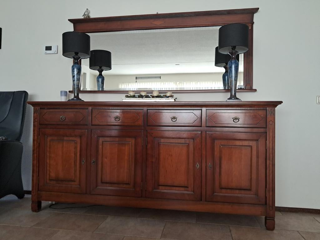 Mooi dressoir met bijpassende spiegel, Ophalen, Gebruikt, 200 cm of meer, 25 tot 50 cm