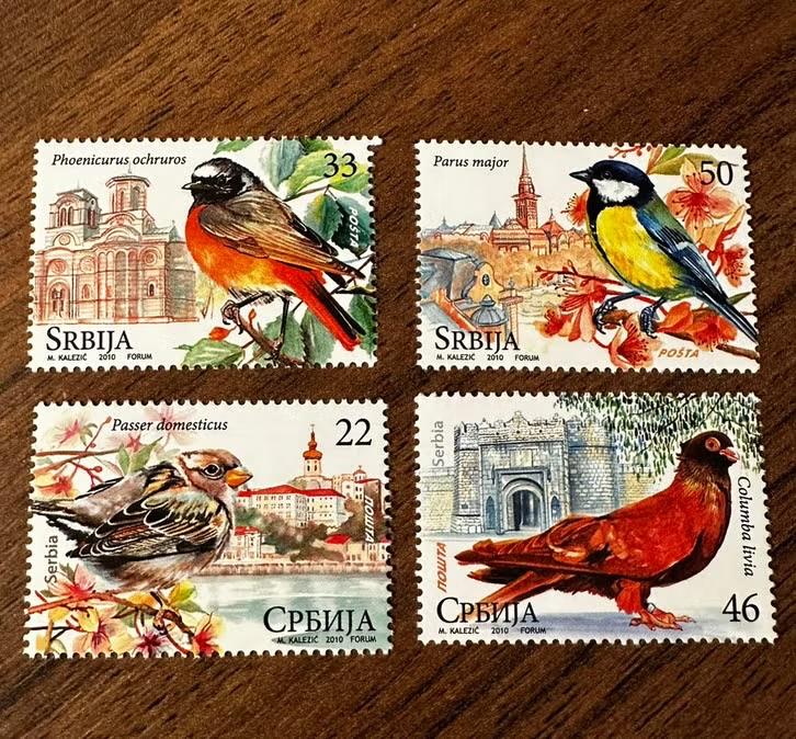 Servië 2019 vogels Duiven postfris mus koolmees, Ophalen of Verzenden, Postfris