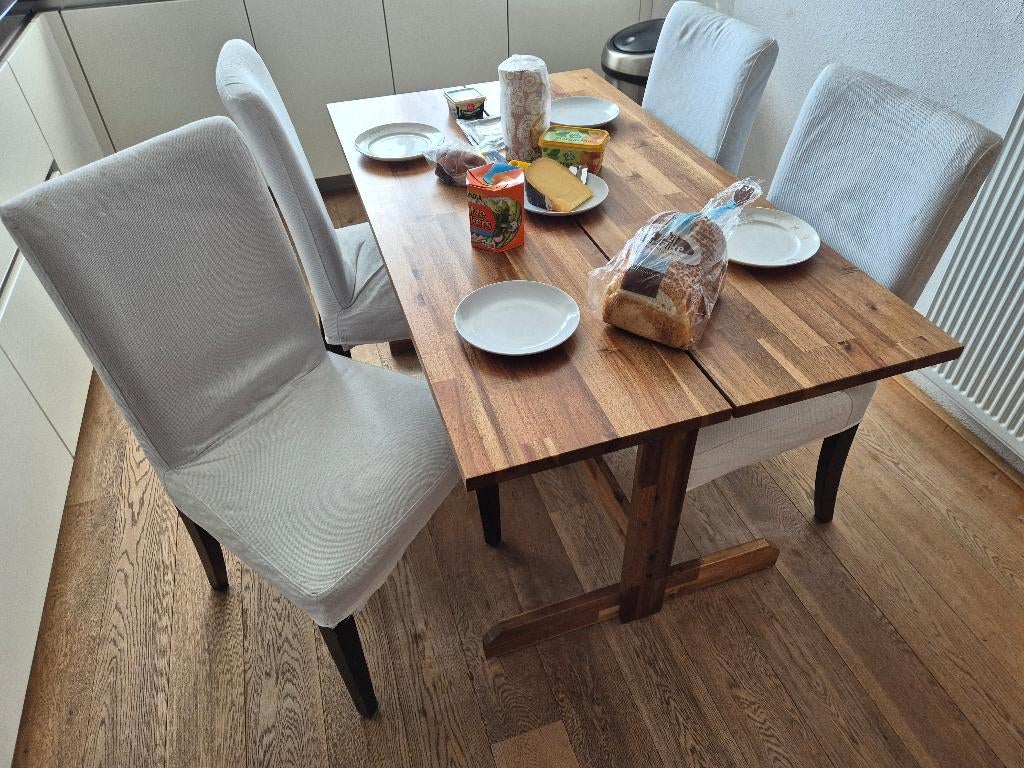 4 IKEA HENRIKSDAL stoelen - Inclusief extra hoezen, Huis en Inrichting, Stoelen, Ophalen, Gebruikt, Wit, Vier