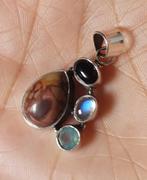925 zilveren hanger met natuurlijke Jaspis, Multistenen, O.T., Bruin, Nieuw, Ophalen of Verzenden