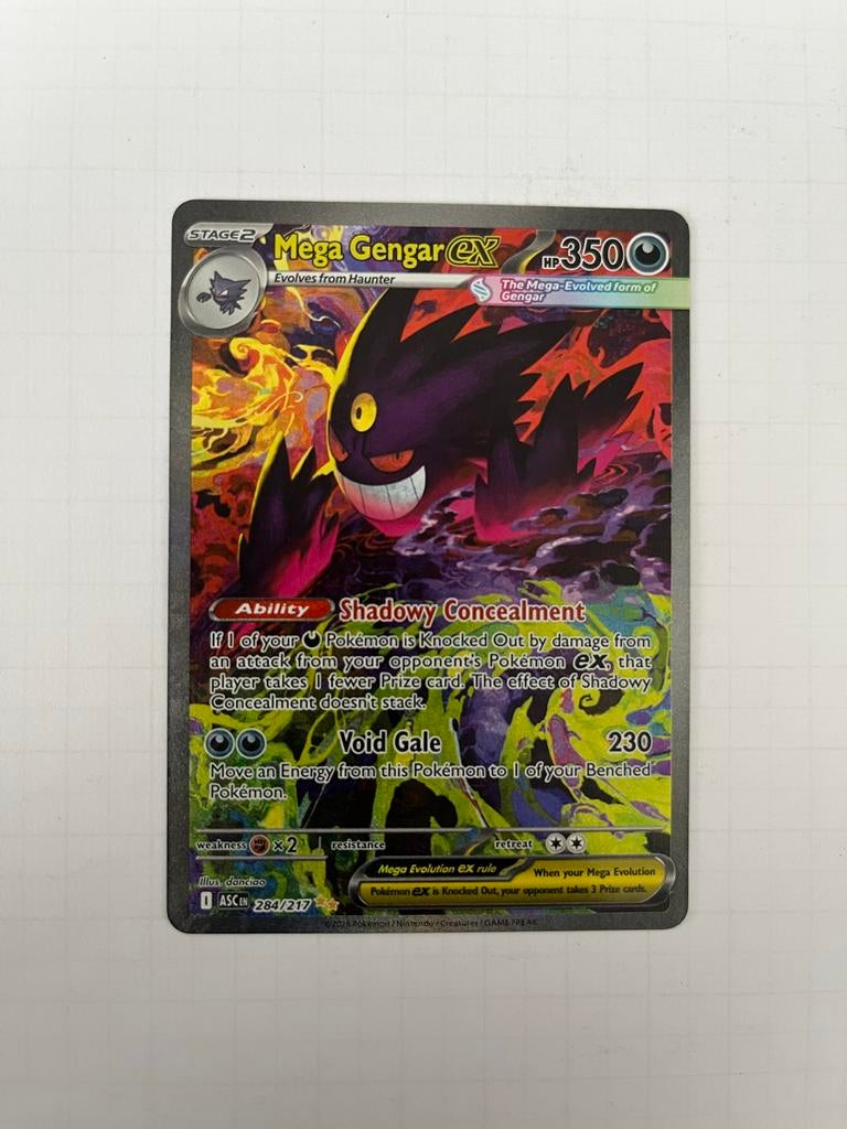 Mega Gengar EX 284/217 Ascended Heroes Pokémon kaart, Ophalen of Verzenden, Zo goed als nieuw, Losse kaart, Foil