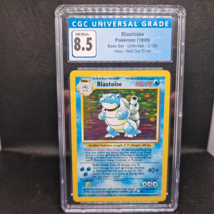 Blastoise Base Set Unlimited Holo CGC 8.5, Hobby en Vrije tijd, Verzamelkaartspellen | Pokémon, Zo goed als nieuw, Ophalen of Verzenden