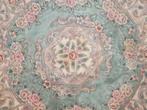 Handmade Aubusson tapijt rond soft green roses wol 200x200cm, Crème, ., Aubusson rond China oriëntal rozen romantic, Ophalen of Verzenden