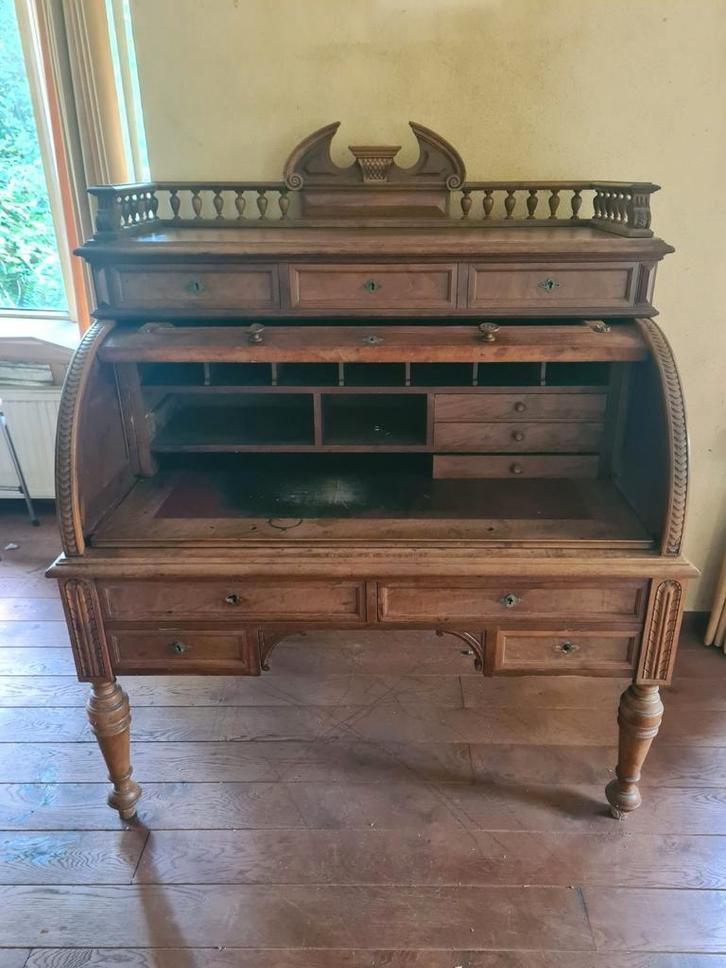 Antieke Secretaire / Schrijfkast met Rolluik, Huis en Inrichting, Kasten | Secretaires, Gebruikt, Ophalen