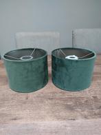 2 Groene lampenkapjes velvet 20 cm doorsnede, Huis en Inrichting, Lampen | Lampenkappen, Gebruikt, Rond, Ophalen of Verzenden