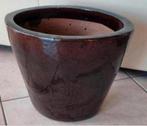 Grote bruine ovale geglazuurde bloempot dikke randen, Tuin en Terras, Nieuw, Ophalen of Verzenden, Overige vormen, Aardewerk