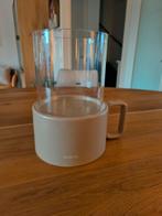 Gusta. aardewerk kandelaar/windlicht, beige met glas, Ophalen, Overige materialen, Beige, Zo goed als nieuw