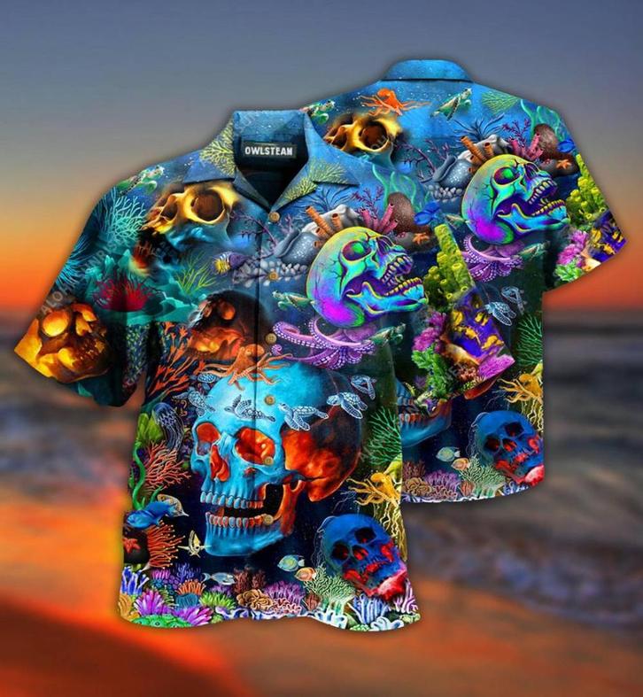 Doodskop overhemd (heren shirt skull hawaii zomer vissen), Kleding | Heren, Overhemden, Nieuw, Overige halswijdtes, Overige kleuren