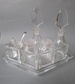 Glazen Peper/Zout/Olie/Azijn/Mosterd Stel, Antiek en Kunst, Ophalen