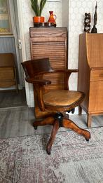 Vintage bureaustoel met leren zitting, Antiek en Kunst, Ophalen