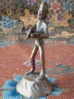Mooi oud brons beeldje uit India van man met simbalen 9,8 cm, Antiek en Kunst, Ophalen of Verzenden