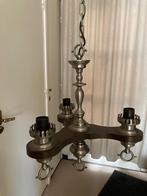 Vintage houten hanglamp, Huis en Inrichting, Lampen | Hanglampen, Ophalen, Gebruikt, Glas, 50 tot 75 cm