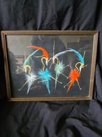 Vintage Schilderij van Dansende Vogels, Ophalen