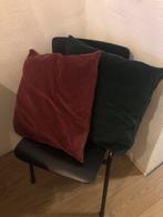 2x Luxe Kussenhoezen met Binnenkussen - Groen & Bordeaux, Huis en Inrichting, Woonaccessoires | Kussens, Ophalen of Verzenden