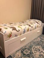 Wit uitschuifBed met Lades BRIMNES Ikea, 70 tot 85 cm, Ophalen of Verzenden, Zo goed als nieuw, Lattenbodem