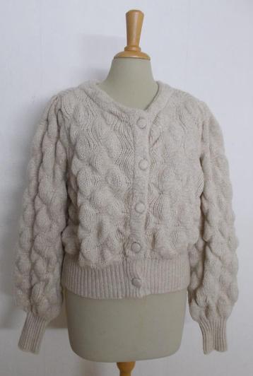 Beige/bruin apart bolletjes look vest met pofmouwen! L/XL beschikbaar voor biedingen