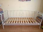 Wit metalen ikea bed met lattenbodem, Ophalen, 85 tot 100 cm, Gebruikt, Lattenbodem