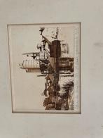 Haven met silo in Hoorn, Antiek en Kunst, Kunst | Etsen en Gravures, Ophalen of Verzenden