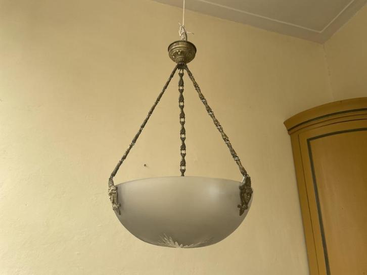 Hanglamp Lamp Schaallamp Plafondlamp jaren 30 Frans, Antiek en Kunst, Antiek | Lampen, Ophalen of Verzenden