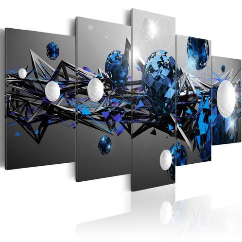412 Abstract Grijs Blauw Art 5 Luik Canvas Schilderij Nieuw, Antiek en Kunst, Kunst | Schilderijen | Abstract, Ophalen of Verzenden