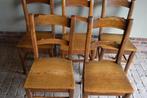 Set van 5 prachtige antieke eiken houten boeren stoelen., Verzenden