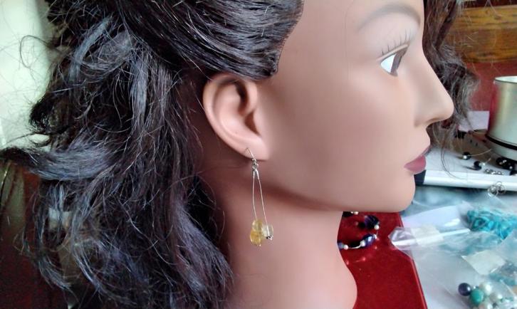 Citrienen Oorbellen Facette Citrien Kubus Geslepen, Sieraden, Tassen en Uiterlijk, Oorbellen, Nieuw, Hangers, Zilver, Geel, Met edelsteen