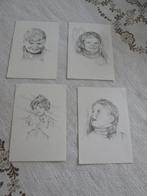 4 kinder portretten schetsen tekeningen zwart/wit, Ophalen of Verzenden, Ongelopen