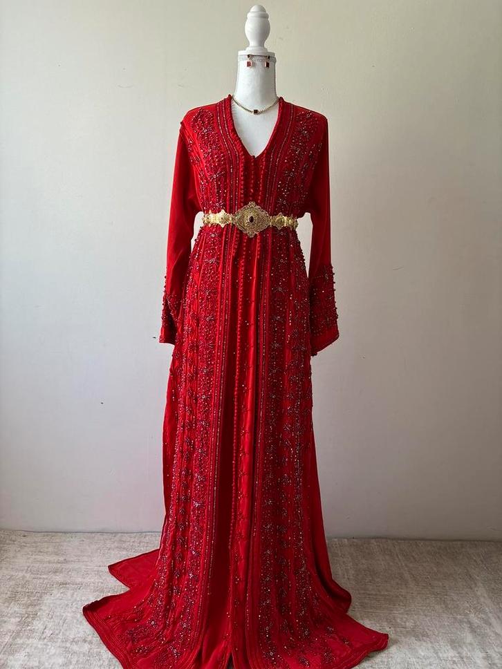 Takchita te HUUR, Kleding | Dames, Gelegenheidskleding, Zo goed als nieuw, Overige typen, Maat 46/48 (XL) of groter, Blauw, Ophalen