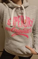 Superdry hoodie trui grijs roze glitter katoen S, Grijs, Superdry, Ophalen of Verzenden, Zo goed als nieuw