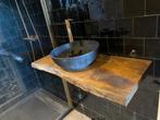 Natuurstenen wasbak met kopere kraan, Doe-het-zelf en Verbouw, Ophalen, Gebruikt, Steen, Wastafel