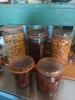 5 x oude glazen potten met ingeweckte groente, Antiek en Kunst, Ophalen