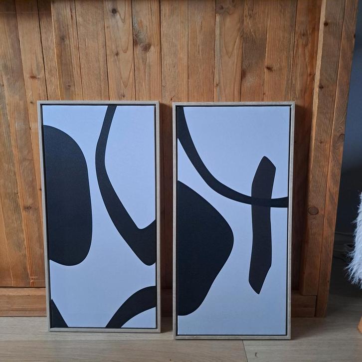 Set van 2 abstracte schilderijen, Antiek en Kunst, Kunst | Schilderijen | Abstract, Ophalen of Verzenden