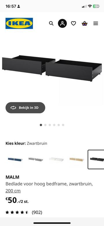 Ikea Malm 1p bed met twee bedlades en lattembodem - afbeelding 2