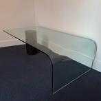 Glazen salontafel met marmeren voet, Ophalen, Rond, 50 tot 100 cm, Minder dan 50 cm