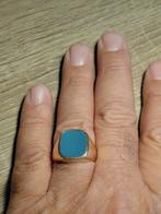 14k gouden zegelring met lagensteen maat 21,75, Sieraden, Tassen en Uiterlijk, Ringen, Gebruikt, 20 of groter, Heer, Ophalen of Verzenden