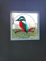 Glas en lood vogel ijsvogel in ring om op te hangen handmade, Ophalen of Verzenden